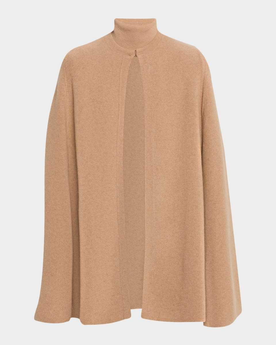 Double-Face Cashmere Turtleneck Cape
